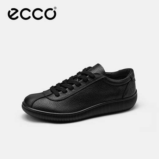 ECCO sneakers for men, soft sole, comfortable and lightweight cowhide lace-up casual shoes, Rouku 537764, black 41 HL