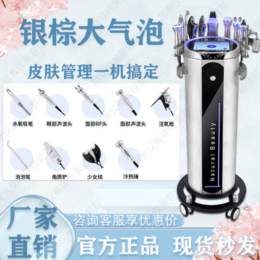 Silver Brown Skin Management Comprehensive Instrument Black Pearl Large Bubble Facial Lifting and Firming Introducing Hydrating Blackhead Absorbing Instrument White Pearl 8-in-1 Cinema Model