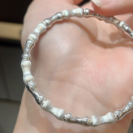 Jibaolou PT950 platinum imperial concubine bamboo bracelet for women, fashionable and simple snap platinum bracelet, glossy surface combination, sand surface, 20-21 grams glossy surface #52