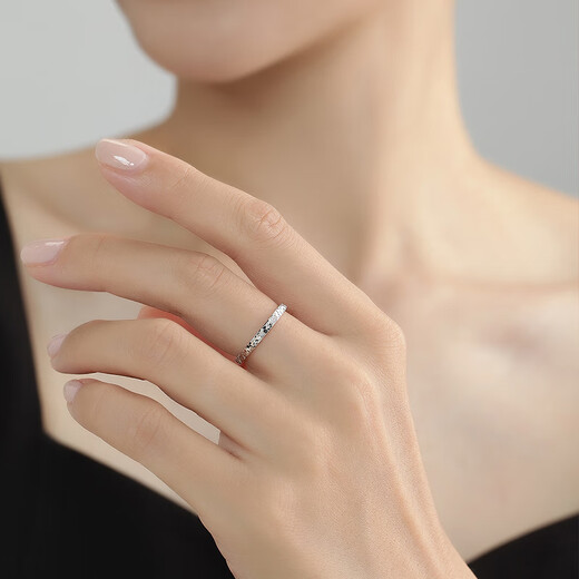 Ming brand jewelry platinum ring Pt950 platinum crushed ice ring narrow version gift for women BFM0083 platinum ring size 12 about 2.54 grams