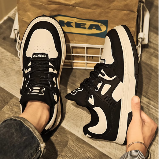 Fan Xiaoru Panda Schuhe Herrenschuhe, die dicke alleinige Sportarten und lässige Schuhe bequeme trendige Schuhe vielseitig 2025 Heiße Studentenschuhe schwarz 42
