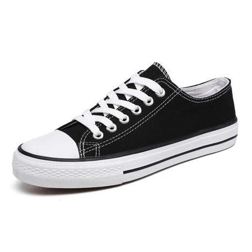 Italienisch Captain Casual Schuhe für Männer und Frauen klassische Star Leinwand Schuhe Low Top atmabable Sportplattenschuhe A21203 Schwarzer Männermodell 43