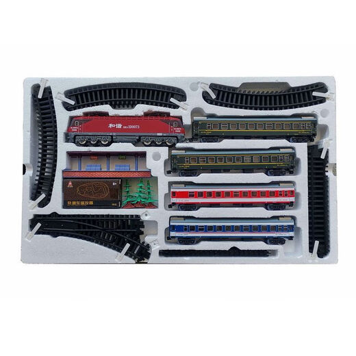 HXD3CD alliage électrique télécommande locomotive électrique modèle de simulation harmonieuse jouet pour enfants train sur chenilles tête rouge 25T ensemble de transport de passagers blanc et vert avec lumières + pack supplémentaire avec D3D et pile AA ordinaire gratuite