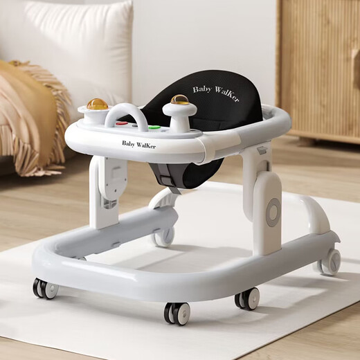 Habik Walker O-leg Baby Multifunktions Handschusse Anti-Rolling-Baby kann das Auto zum Auto fahren oder schieben. Upgrade -Version - Rot [Musiktbox -Spielzeug + Essschild]