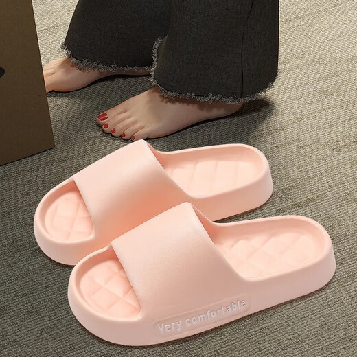 QYCKABY slippers for women, all seasons, home, indoor and outdoor wear, EVA non-slip wear-resistant bathroom couple sandals for men, pink 38-39 suitable for 37-38