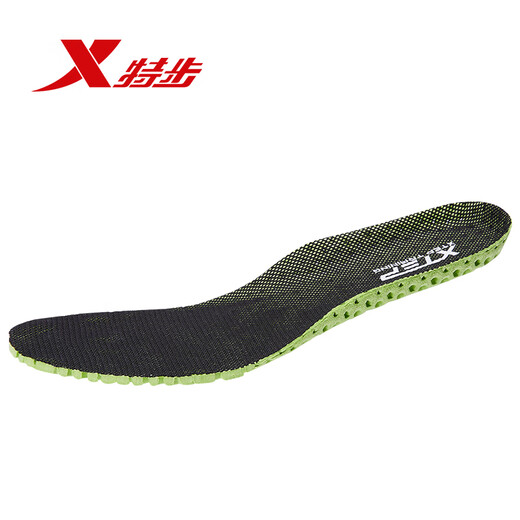 特步（XTEP） 运动鞋垫男士柔软舒适鞋垫打孔透气减震运动跑步透气科技鞋垫 黑绿【蜂窝透气款】 #40