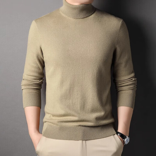 DVW luxury high-end brand wool sweater men's worsted pure wool autumn and winter thickened solid color turnable turtleneck sweater gray powder 100% pure wool L 175 reference weight 135-150Jin Jin equals 0.5 kg