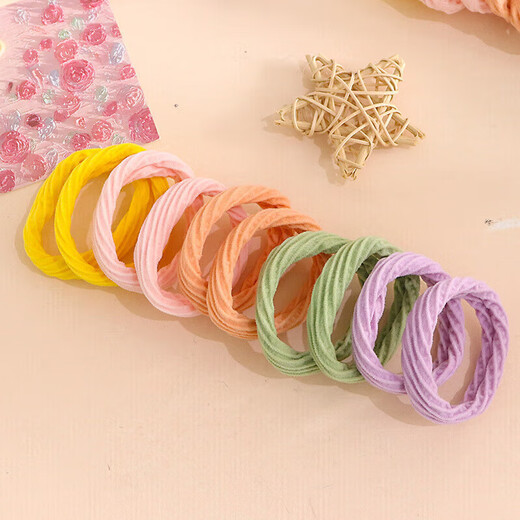 Korean style versatile hair tie, candy-colored high ponytail rubber band, towel hair tie, hair tie, mixed color 2 pieces