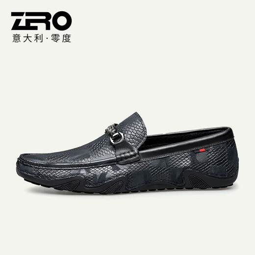 
Zero Degrees Fashion [Broken Code Special Offer] Men's genuine leather breathable soft and comfortable daily casual driving Doudou Loafers-519 N13786 Blue 40