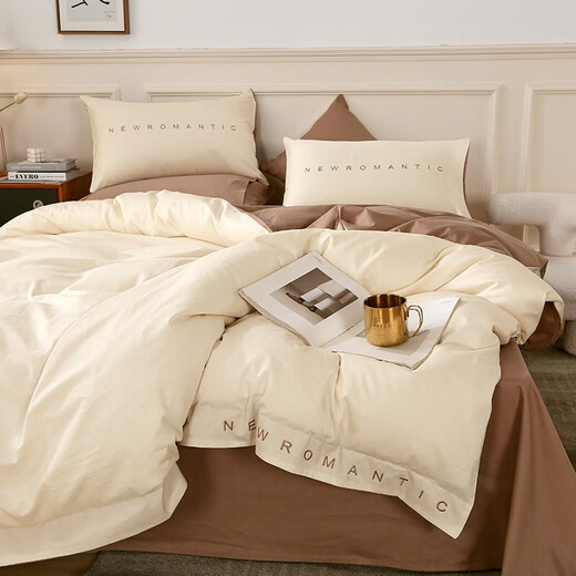 Love dohia.com All-Cotton Comfort Satin Algodón de algodón Long-Low Set Fashion Fashion Bedroom House Algodón de algodón puro Nude Sleeple Sheets Hong Kong-Su Jinbai Set de tres piezas de tres piezas 1.2m Sábanas-Cubierta de colchas 150*200 cm