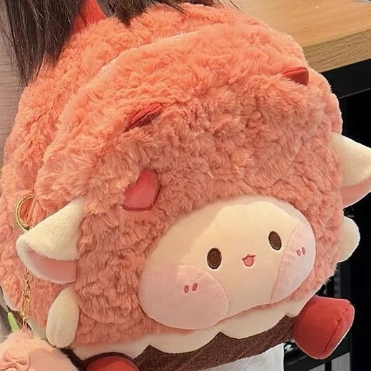 Tuzun 2024 new personalized cute apple panda backpack plush doll large capacity schoolbag birthday gift pink