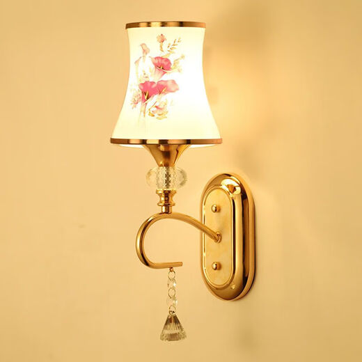 Yaotian remote control dimming wall lamp bedroom bedside lamp LED living room wall lamp hotel hotel stair corridor aisle lamp BD051-double head-cloth cover led warm light three-stop dimming