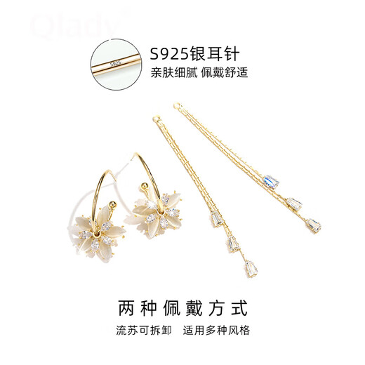 Qlady Flower Tassel Earrings Women's Long Circle Temperament High-end Earrings Women's 2025 New Earrings Birthday Gift