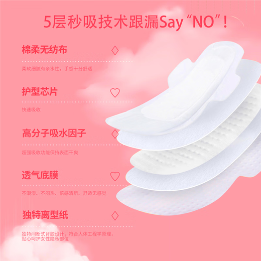 兔菲兔菲【50片】兔菲纯棉姨妈巾防侧漏加厚产妇加长卫生巾 245mm50片*1包 5mm 0片