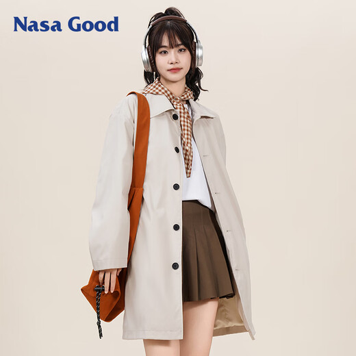 NASA GOOD mid-length jacket men's autumn Korean style solid color loose casual style couple clothes jacket khaki 2XL