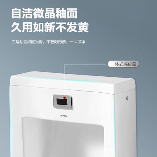 法恩莎（FAENZA） 智能感应壁挂式小便器防溅挂墙式小便池男士暗装自动冲水小便斗 6630N挂墙式顶进墙排+电池感应器