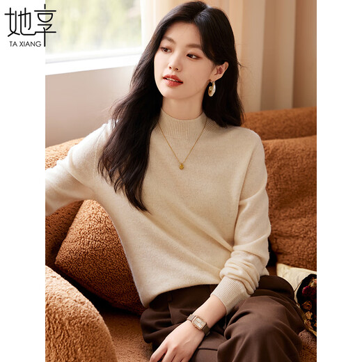 She enjoys half turtleneck 100% pure woolen sweater women's sweater bottoming shirt autumn and winter warm top recommended 100-130Jin Jin equals 0.5 kg