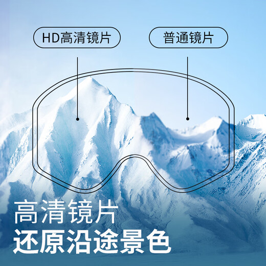 普莱斯（pulais）儿童滑雪镜双层防撞击防雾防紫外线可卡近视镜少年护目眼镜YH689B