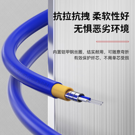 Nokoxin engineering telecommunications grade armored fiber jumper single-mode dual-core LC-LC Gigabit 10 Gigabit armored tail fiber wire anti-rat tensile-resistant and bending armored single-mode dual-core jumper LC-FC 5 meters