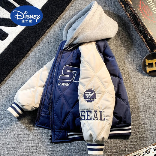 Disney (Disney) Boys' Jackets Spring and Autumn Baseball Uniforms Cotton Quilted Cotton Clothes Autumn and Winter Cotton Clothes Children's Spring Clothing 2025 New Style Blue (Padding) 140cm