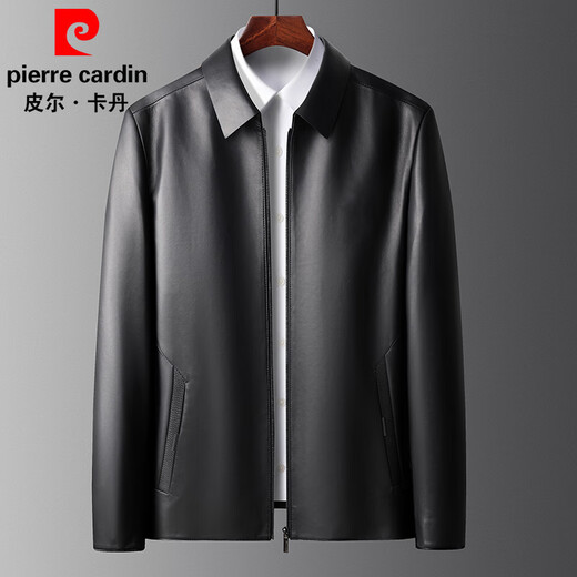 Pier Cardin high-end leather jacket for men's spring and autumn lapel genuine leather jacket middle-aged and elderly executive jacket business casual sheepskin jacket