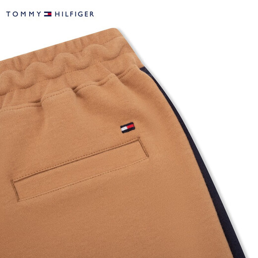 Детская одежда Tommy Hilfiger, мужчина и женская контрастная цветовая сплайсинг эластичная талия, в кампусе модные спортивные повседневные брюки и брюки 12047 Хаки черный цвет сплайсинг 681 л/160 см.
