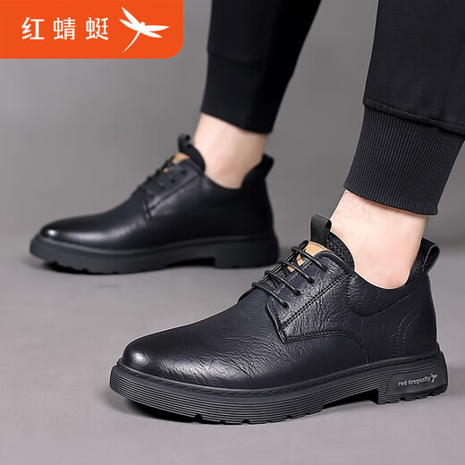 Red Dragonfly Men's Genuine Leather Shoes Autumn 2025 New Formal Leather Shoes Men's Breathable Anti-Slip Shoes Classic Business Casual Shoes Men C0226879 Black 41 Standard Leather Shoe Size - Such as Sports Shoes Wear 41 Take 40
