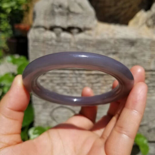 
Red Shadow Hetian Jade Purple Bracelet Qinghai Old Smoke Purple Jade Round Bar Bracelet Smoke Gray Jade Bracelet Women's SN3524 Inner Diameter 51-52 Recommended 70-80Jin [Jin equals 0.5 kg]