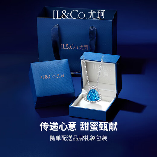 IL&CO Youke Water Drop Necklace Women's Light Luxury Topaz Clavicle Chain Birthday Valentine's Day Gift for Girlfriend and Wife