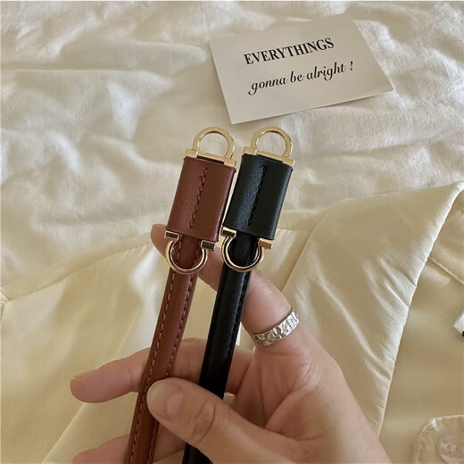 斐月伽女士皮带装饰腰带女款配裙复古细皮带免打孔装饰衬衣西装小皮带 黑色