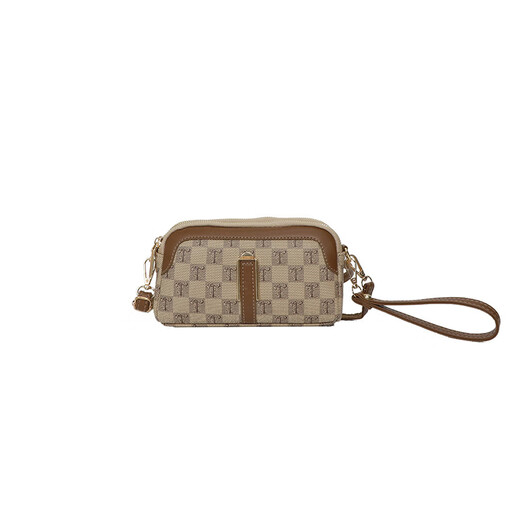 Hao'e clutch bag coin purse women's new high-end portable small fragrance style women's bag casual square bag single shoulder crossbody bag multi-compartment high-end women's square bag khaki color