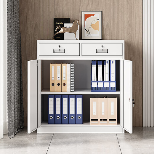 Junchen Yingjie iron filing cabinet low cabinet office information filing cabinet balcony storage cabinet drawer small cabinet tool cabinet with lock two buckets lower section low cabinet practical model