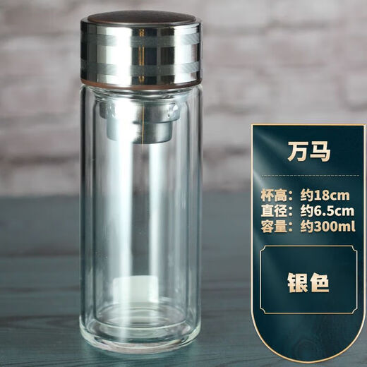 Shantoulin Village Glass Cup Songdao Double Glass Cup Men and Women Fashion New Crystal Cup Tea Cup Business Office 00ml Poetry Special (1585) Blue