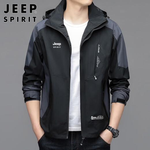 JEEP SPIRIT吉普夹克男春秋季冲锋外套男女防风上衣男 白卡 XL 