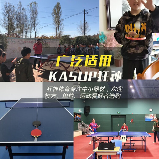 狂神乒乓球拍儿童学生训练双拍初学者比赛双面反胶pp球拍对拍2只装 3星 专业】2只长横拍k3882 +10球