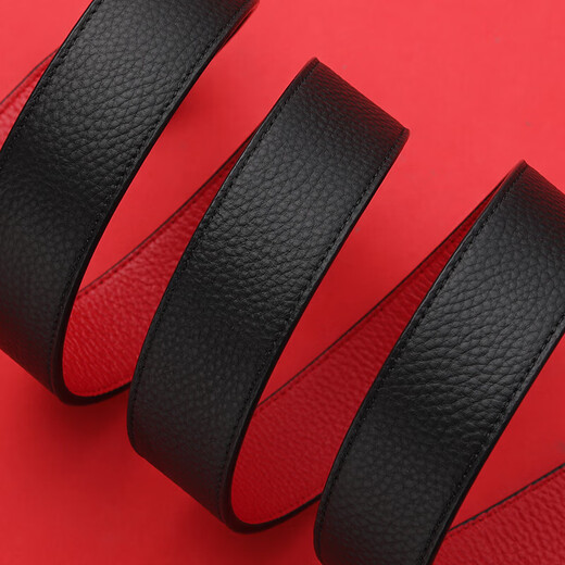 Septwolves belt men's first-layer cowhide New Year black outside and red inside for the year of birth for boyfriend and father's birthday gift for the Year of the Horse Qiji red