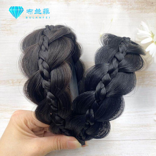 Xinheming Covers White Hair Hairband Wide Hairband Reveals Hair Multiple Broadsides Twist Fish Stock Braid Wig Women's Hair Cover Hairpin Dark Brown