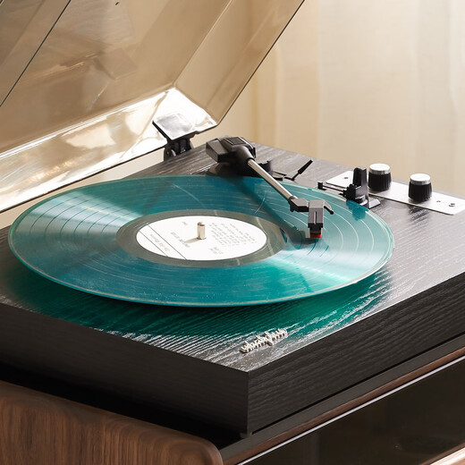 Ask and add WHATPLUS From1900 vinyl record player retro Bluetooth audio integrated record player birthday gift high-end gramophone audio living room film record player glue deep black + K1 set