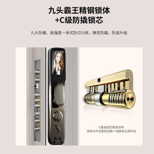 Strong crémeux et épaissis Classe A Porte de sécurité Porte d'entrée Porte de sécurité + alliage de zinc Charnite cachée cachée + porte unique porte mère aviation en aluminium Foil rempli de verrouillage intelligent, poignée horizontale Visual Visual Intelligent Lock 2050 * 1050