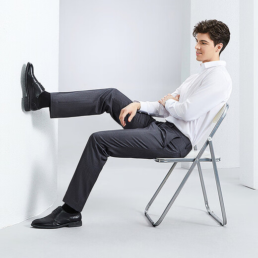 SEVEN rhino pleated trousers men's trousers spring and summer business versatile gray straight suit long trousers dark gray 32 170/80A