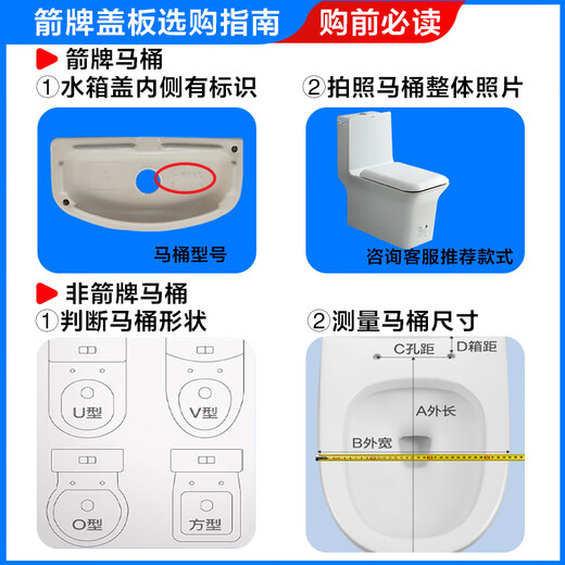XMSJ Arrow ARROW Toilettendeckel Universal Original Original Toilettensitz Toilettenzubehör Verlangsamung Leiser Harnstoff Formaldehyd PP Sitz Quadratisch PG004/AE12608 Verlangsamung Schnellverschlussbezug