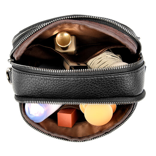 Beijing-Kauf von Frauentasche 2025 Neues modisches weiches Leder One-Shoulder-Shell-Tasche Frauen lässig vielseitige Crossbody-Tasche Handy-Tasche Schwarz schwarz