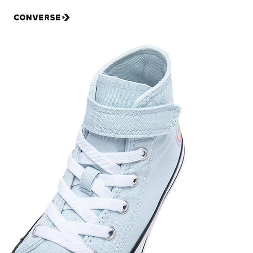Converse All Star children's shoes girls Velcro women's high-top canvas shoes children's versatile casual shoes blue 28 recommended foot length 17cm