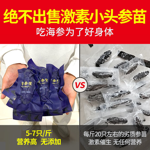 Guanshentang Dalian ready-to-eat sea cucumber 1Jin Jin is equal to 0.5kg 5-7 pieces Frozen sea cucumber seafood simple package more than 85% solid content