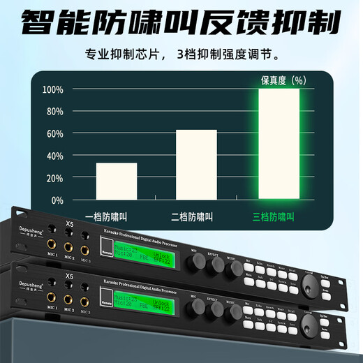 Depu sound preamp effector anti-howling professional KTV home conference stage wedding performance karaoke box mixer balanced computer debugging digital audio processor X5 X5 digital processor black