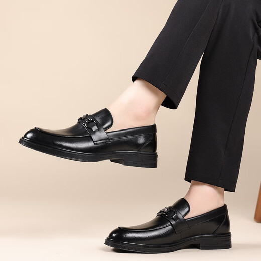 Cartelo Men's Mood Business Chaussures en cuir décontractées Plaid à bout de souffle, Chaussures en cuir formelles Men 9902 Black 39