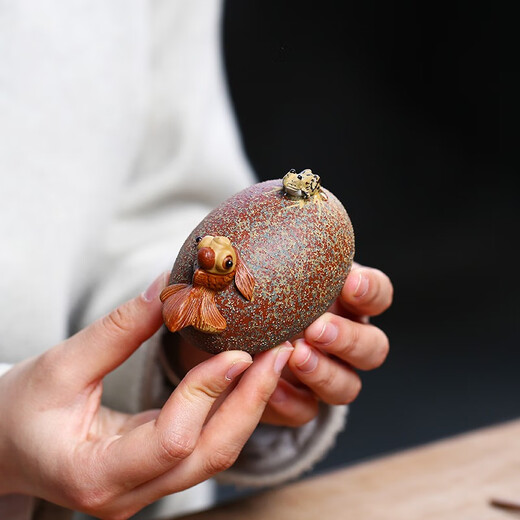 Xishanyuan Yixing original mineral purple mud good luck tea pet ornaments fully handmade household tea ceremony tea table kungfu tea set accessories good luck head