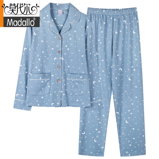 莫代尔棉睡衣女2025年新款中年春秋季长袖薄款家居服大尺码妈妈 9925 L码建议【100-120斤】