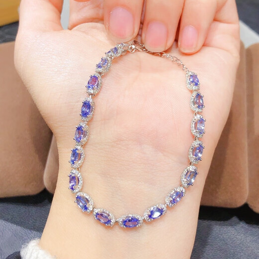 Xuanpa tanzanite bracelet 5.4 carats 18 pieces size 3*5mm high clarity cornflower color Feijingge tanzanite bracelet 5.4 grams