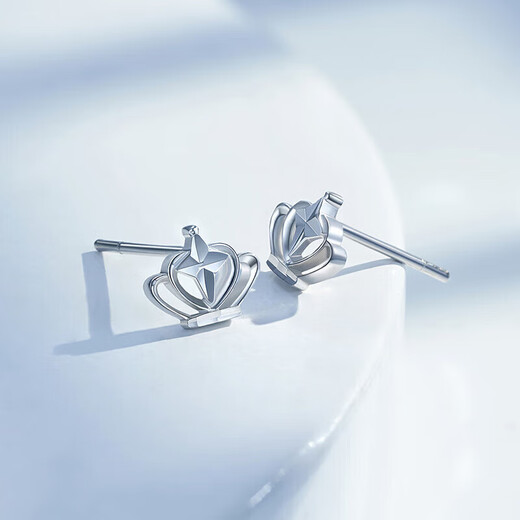 Mengjinyuan Platinum Earrings PT950 Crown Platinum Earrings as a birthday gift for your girlfriend